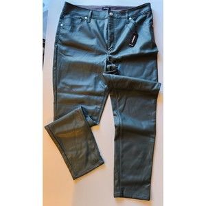 Express Green Lined Faux Leather Women's Pants Size 14, Skinny High Rise